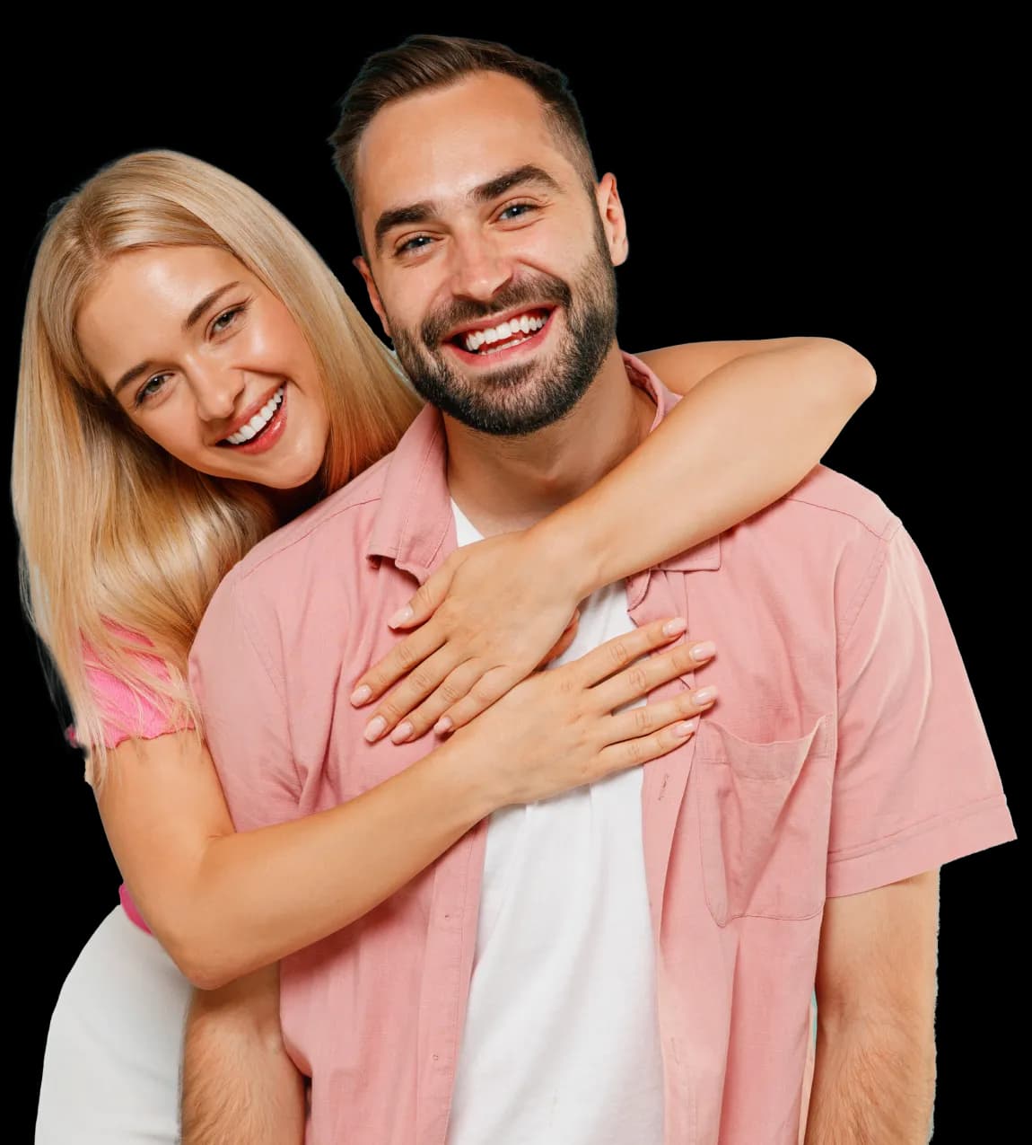Smiling couple hugging each other after getting their second passport with HelloGov